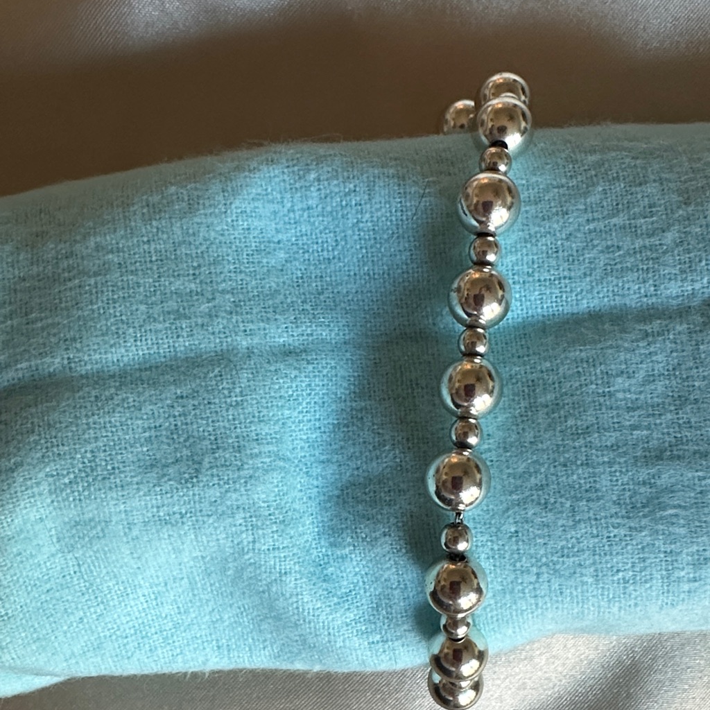 Shiny Silver Beaded Bracelet 20$